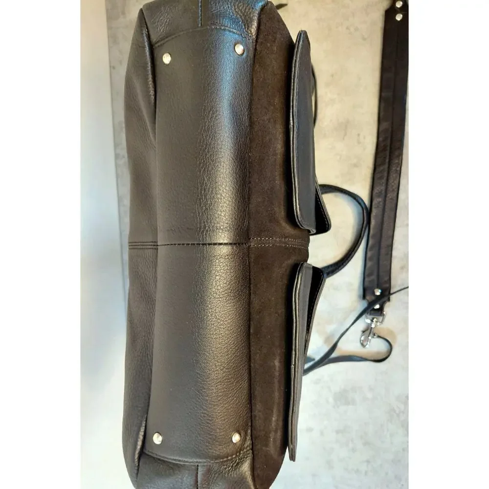 Aimee Kestenberg Road Trip Pebble Leather Convertible Satchel Black Moto Utility